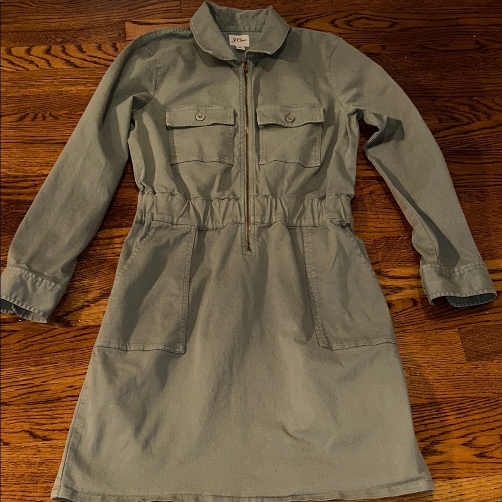 J.Crew Sage Green Zip-Front Utility Dress Size 2 - Picture 6 of 8